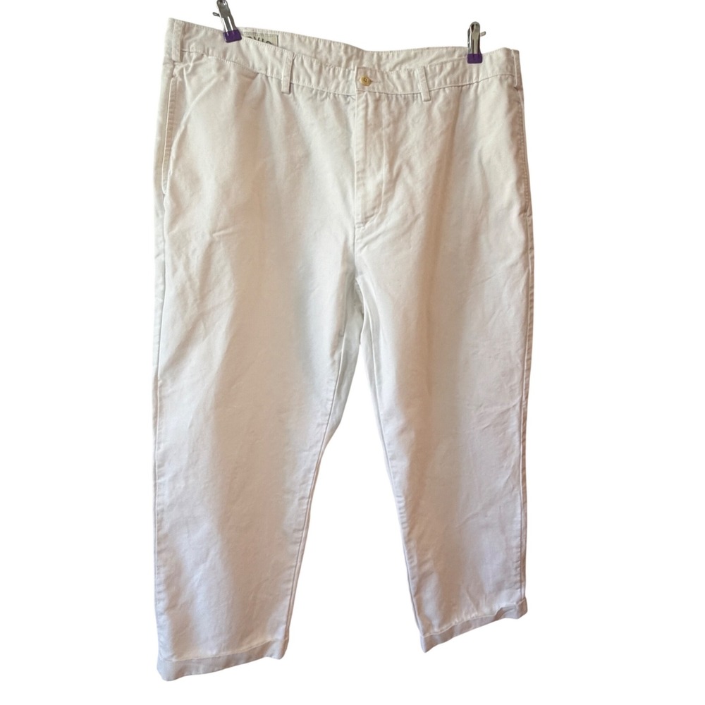 Orvis Mens 42 White Cotton Canvas Chino Pants Straight Leg Sporting Traditions